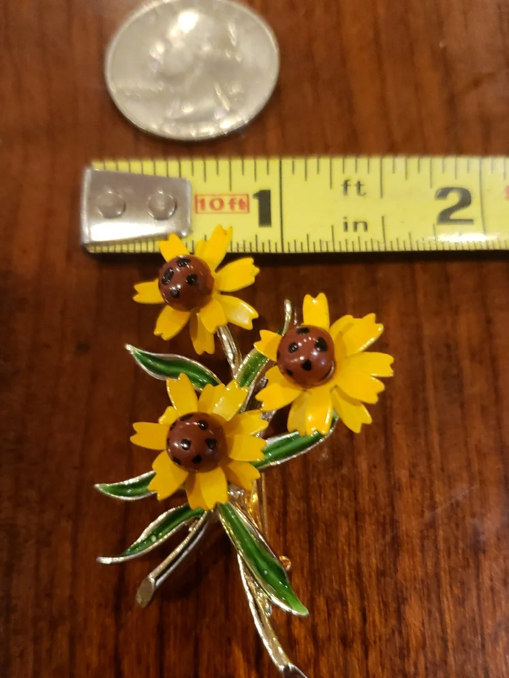 Vtg- Gold and Yellow Floral Brooch
